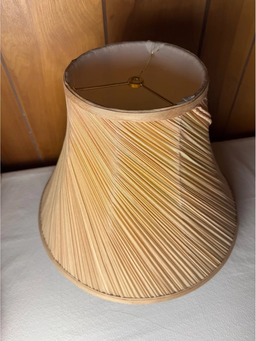 Vintage Pleated Lampshade Large 16 Inch Bell Shade Champagne Beige Lamp Shade